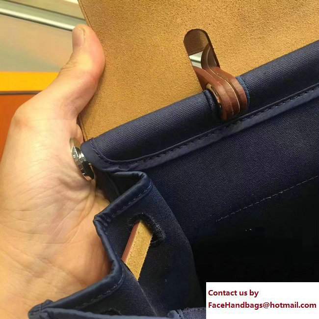Hermes Canvas And Leather Herbag Zip 31 Bag Dark Blue/Khaki - Click Image to Close