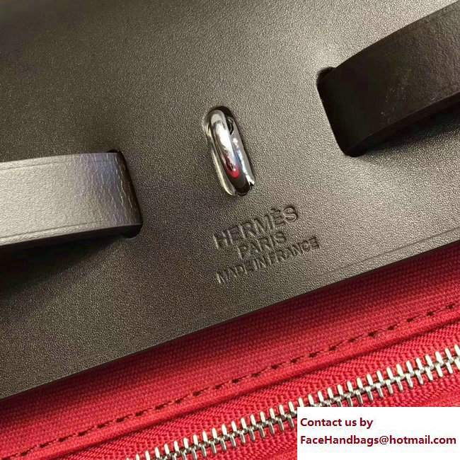 Hermes Canvas And Leather Herbag Zip 31 Bag Dark Red/Black - Click Image to Close