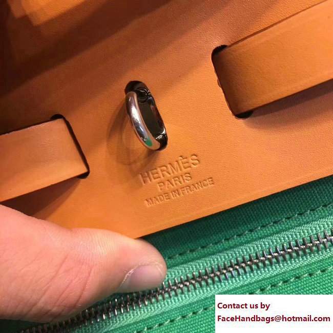 Hermes Canvas And Leather Herbag Zip 31 Bag Green/Khaki