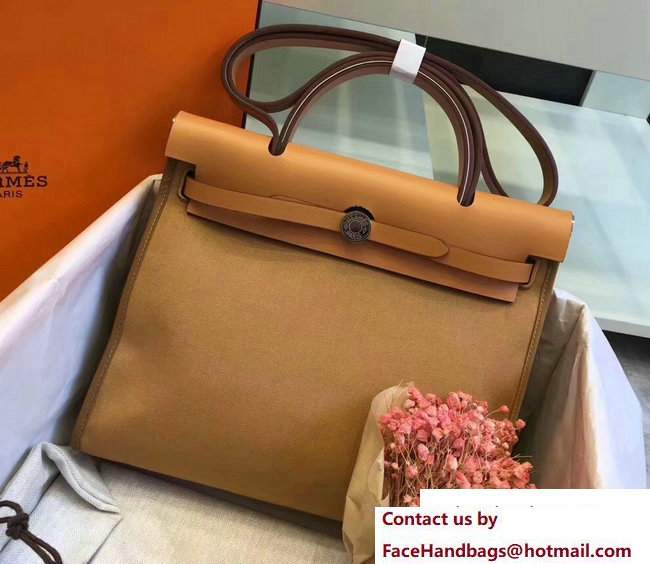 Hermes Canvas And Leather Herbag Zip 31 Bag Khaki