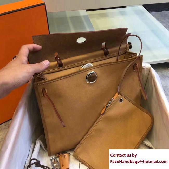 Hermes Canvas And Leather Herbag Zip 31 Bag Khaki