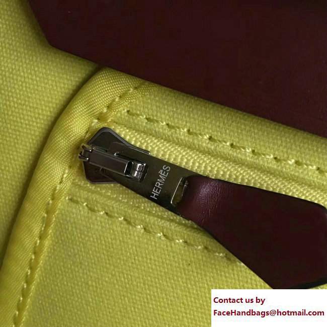 Hermes Canvas And Leather Herbag Zip 31 Bag Lemon Yellow/Burgundy - Click Image to Close