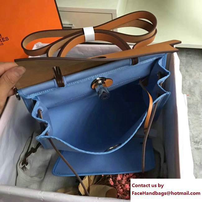 Hermes Canvas And Leather Herbag Zip 31 Bag Light Blue/Khaki - Click Image to Close