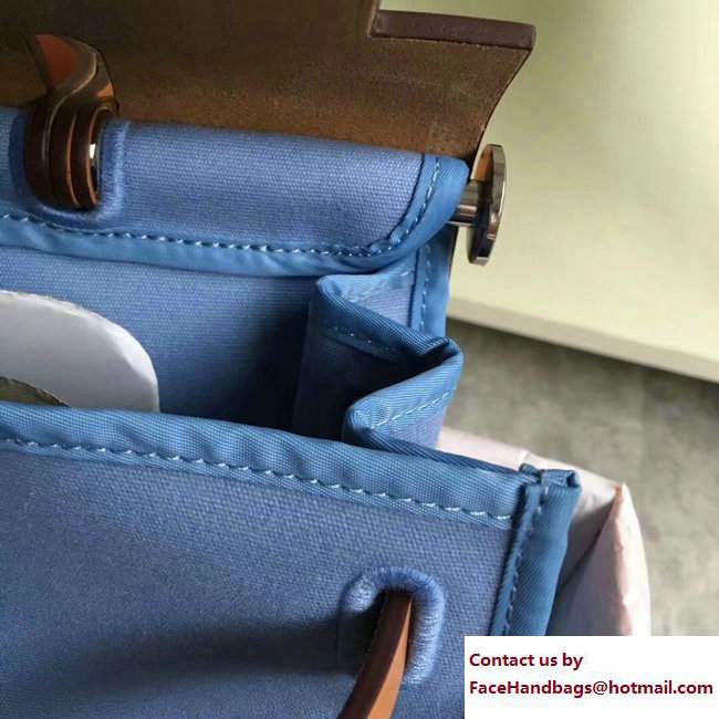 Hermes Canvas And Leather Herbag Zip 31 Bag Light Blue/Khaki