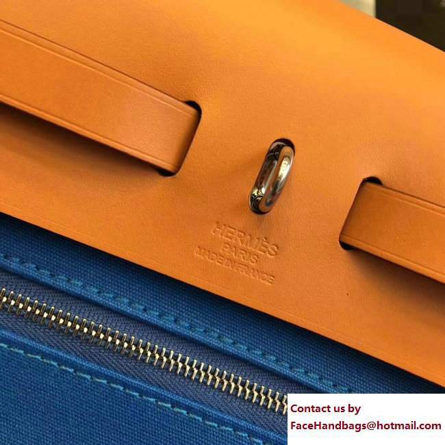 Hermes Canvas And Leather Herbag Zip 31 Bag Macaron Blue/Khaki