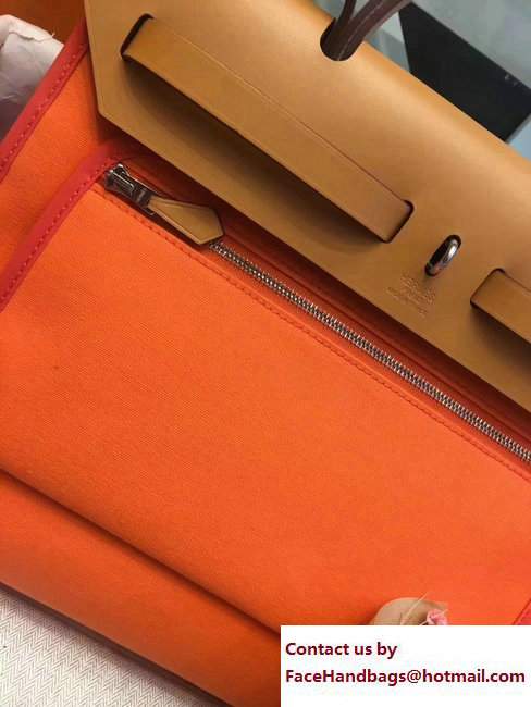 Hermes Canvas And Leather Herbag Zip 31 Bag Orange/Khaki - Click Image to Close