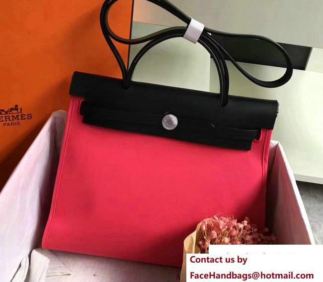 Hermes Canvas And Leather Herbag Zip 31 Bag Peach/Black