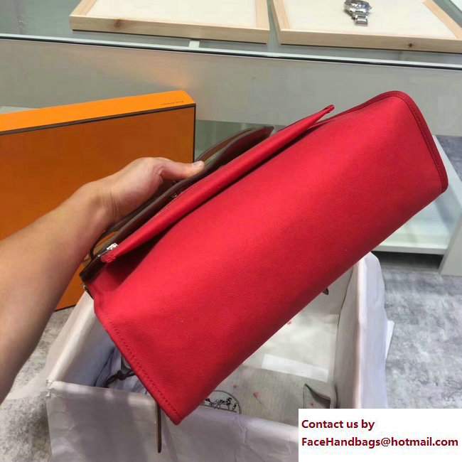 Hermes Canvas And Leather Herbag Zip 31 Bag Red/Khaki