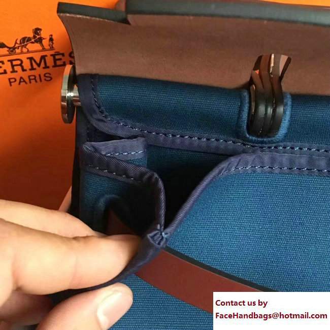 Hermes Canvas And Leather Herbag Zip 31 Bag Turkey Blue/Burgundy