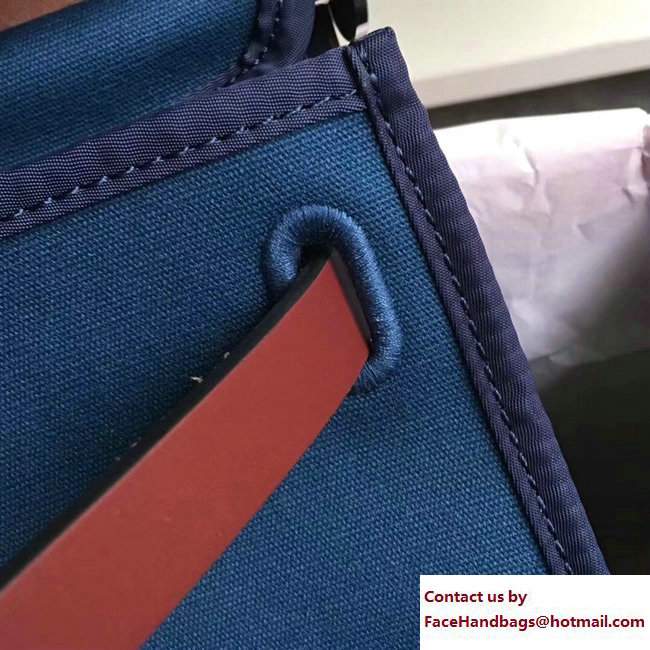 Hermes Canvas And Leather Herbag Zip 31 Bag Turkey Blue/Burgundy