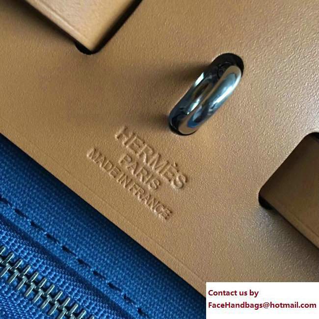 Hermes Canvas And Leather Herbag Zip 31 Bag Turkey Blue/Khaki