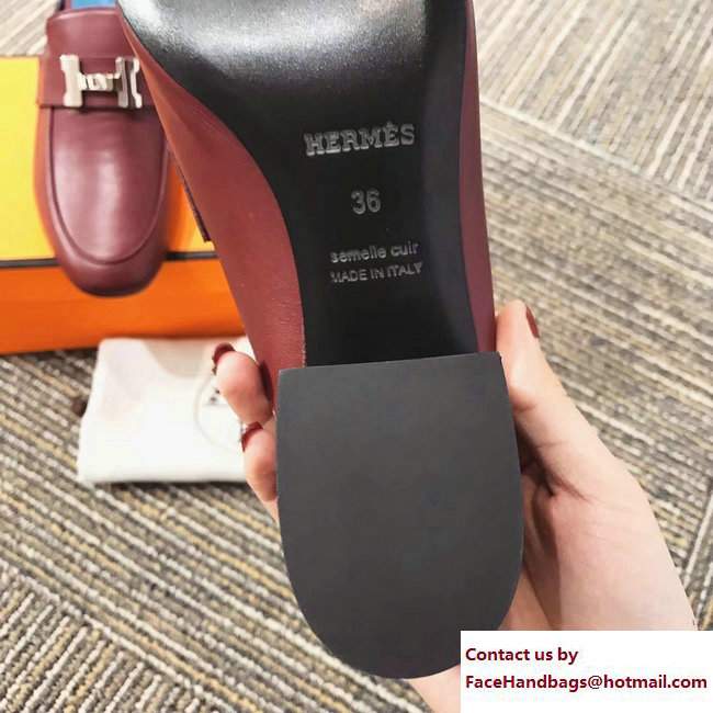 Hermes Heel 5cm H Buckle Paradis Mules Burgundy 2017