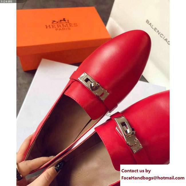 Hermes Pegase Kelly Buckle Ballerina Red 2017 - Click Image to Close
