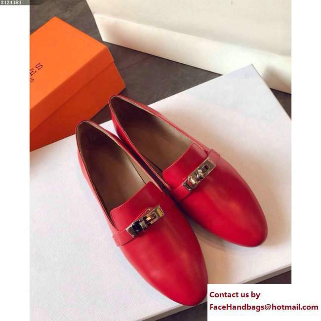 Hermes Pegase Kelly Buckle Ballerina Red 2017 - Click Image to Close