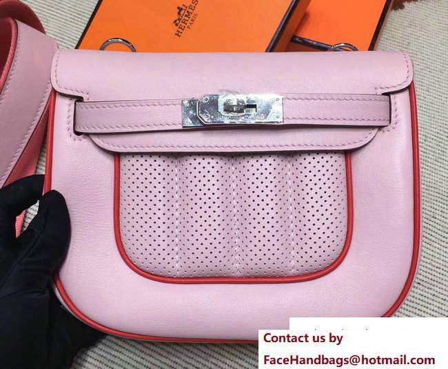Hermes Perforated Mini Berline Bag Cherry Pink in Original Swift Leather