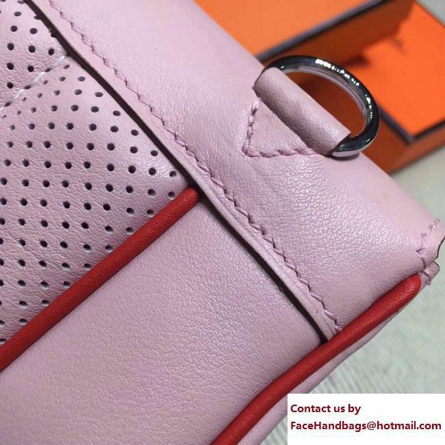 Hermes Perforated Mini Berline Bag Cherry Pink in Original Swift Leather