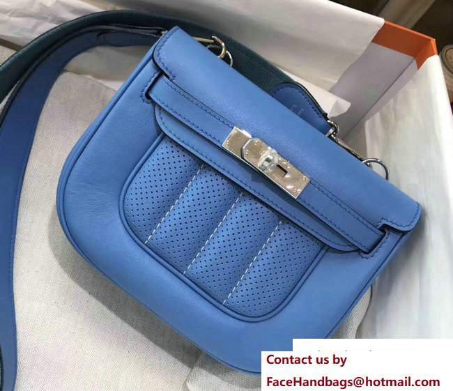Hermes Perforated Mini Berline Bag Denim Blue in Original Swift Leather