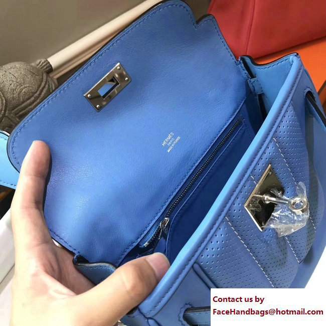 Hermes Perforated Mini Berline Bag Denim Blue in Original Swift Leather - Click Image to Close