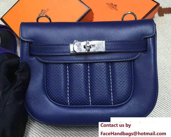 Hermes Perforated Mini Berline Bag in Original Swift Leather Dark Blue