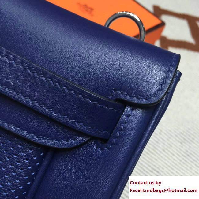 Hermes Perforated Mini Berline Bag in Original Swift Leather Dark Blue