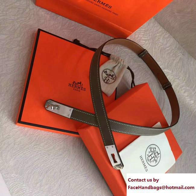 Hermes Width 20mm Epsom Calfskin Kelly Belt Etoupe/Silver - Click Image to Close