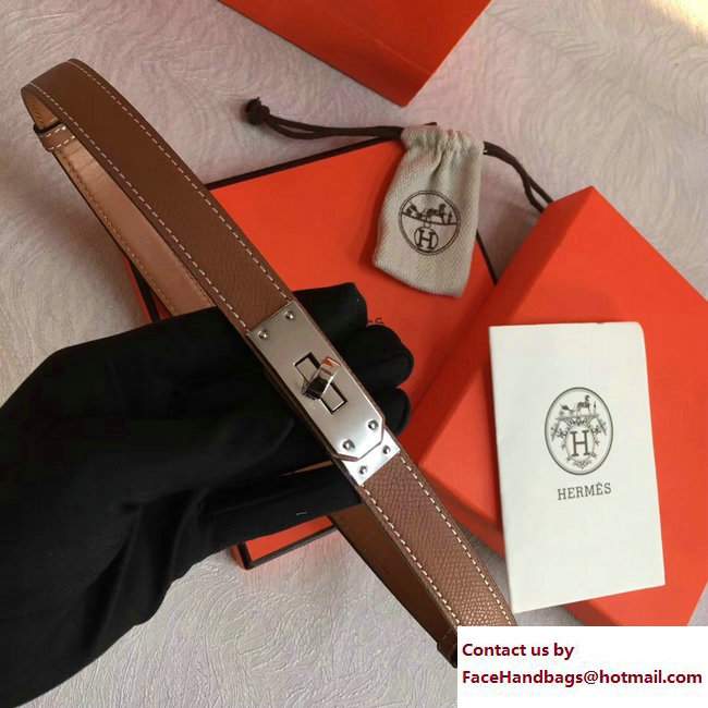 Hermes Width 20mm Epsom Calfskin Kelly Belt Khaki/Silver
