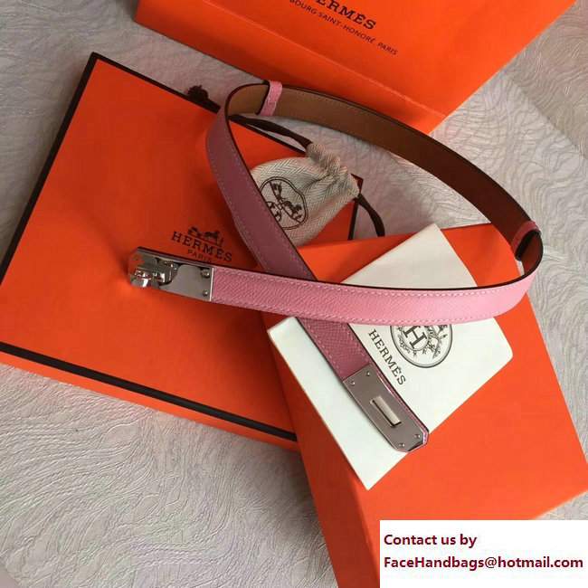 Hermes Width 20mm Epsom Calfskin Kelly Belt Pink/Silver - Click Image to Close