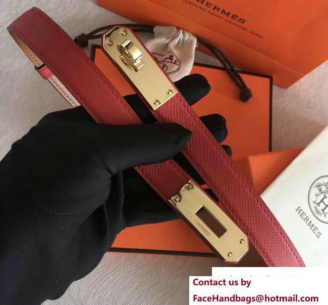 Hermes Width 20mm Epsom Calfskin Kelly Belt Red/Gold