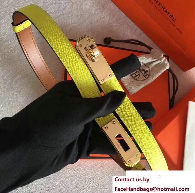 Hermes Width 20mm Epsom Calfskin Kelly Belt Yellow/Gold - Click Image to Close