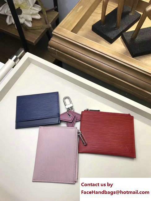 Louis Vuitton Epi Trio Wallet M62254 Red/Light Pink/Navy Blue 2017 - Click Image to Close