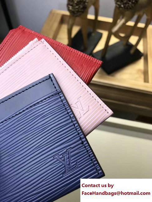 Louis Vuitton Epi Trio Wallet M62254 Red/Light Pink/Navy Blue 2017 - Click Image to Close