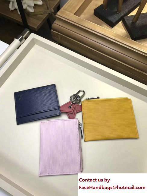 Louis Vuitton Epi Trio Wallet M62254 Yellow/Light Pink/Navy Blue 2017 - Click Image to Close
