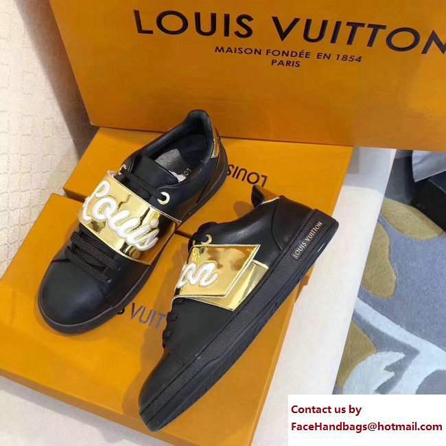 Louis Vuitton Frontrow Sneakers 1A3TA2 Black/Gold 2017