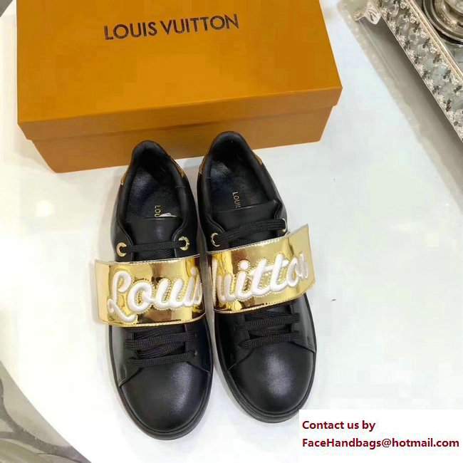 Louis Vuitton Frontrow Sneakers 1A3TA2 Black/Gold 2017 - Click Image to Close