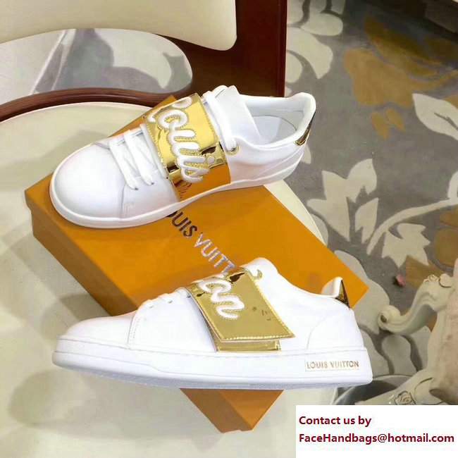 Louis Vuitton Frontrow Sneakers 1A3TA2 White/Gold 2017 - Click Image to Close