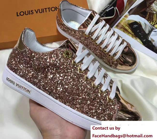 Louis Vuitton Glitter Frontrow Sneakers 1A2XO7 Pink Gold 2017