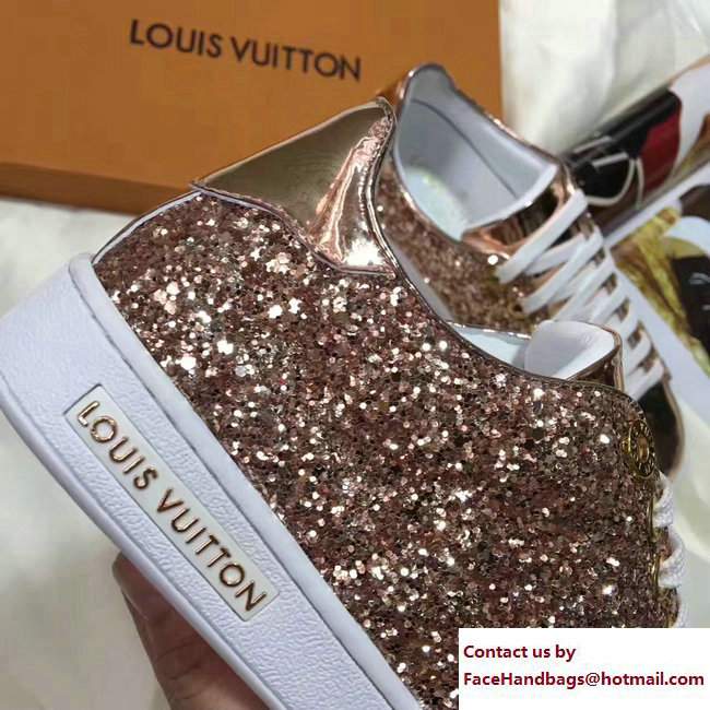 Louis Vuitton Glitter Frontrow Sneakers 1A2XO7 Pink Gold 2017 - Click Image to Close