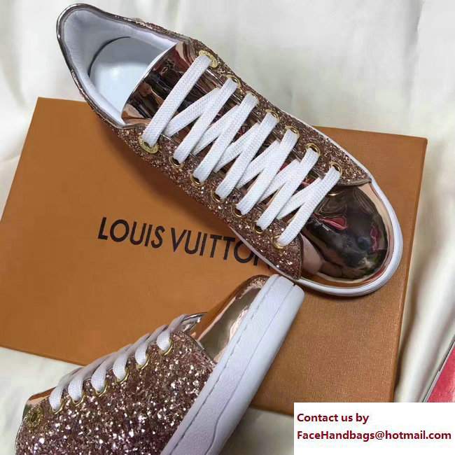 Louis Vuitton Glitter Frontrow Sneakers 1A2XO7 Pink Gold 2017 - Click Image to Close