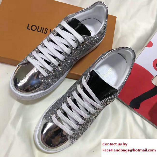 Louis Vuitton Glitter Frontrow Sneakers 1A2XO7 Silver 2017