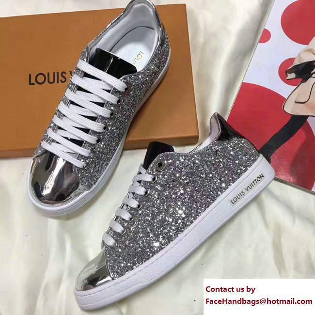 Louis Vuitton Glitter Frontrow Sneakers 1A2XO7 Silver 2017 - Click Image to Close