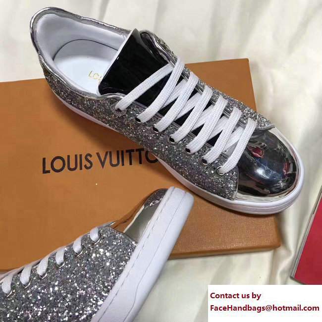 Louis Vuitton Glitter Frontrow Sneakers 1A2XO7 Silver 2017 - Click Image to Close