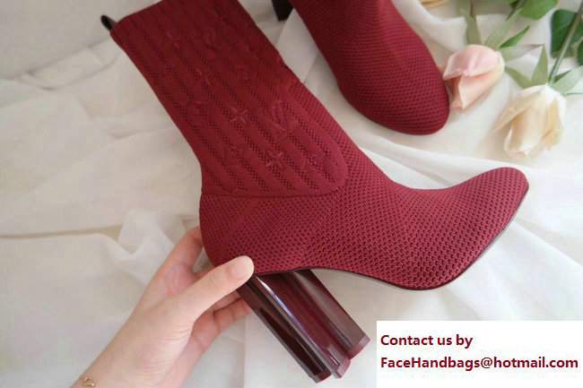 Louis Vuitton Heel 9.5cm Silhouette Ankle Boots Burgundy Fall Winter 2017 - Click Image to Close