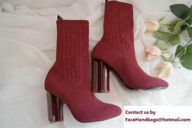 Louis Vuitton Heel 9.5cm Silhouette Ankle Boots Burgundy Fall Winter 2017 - Click Image to Close