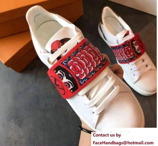 Louis Vuitton Kyoto Kabuki Sneakers 1A3Z34 White/Red Cruise 2018 - Click Image to Close
