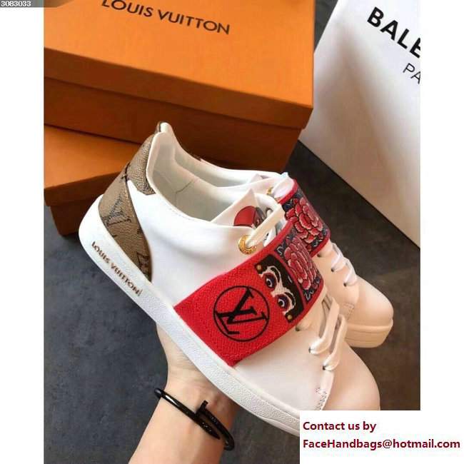 Louis Vuitton Kyoto Kabuki Sneakers 1A3Z34 White/Red Cruise 2018 - Click Image to Close