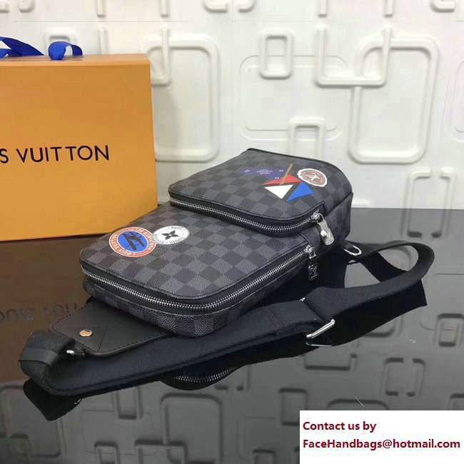 Louis Vuitton LV League Damier Graphite Canvas Avenue Sling Bag N41056 2017 - Click Image to Close