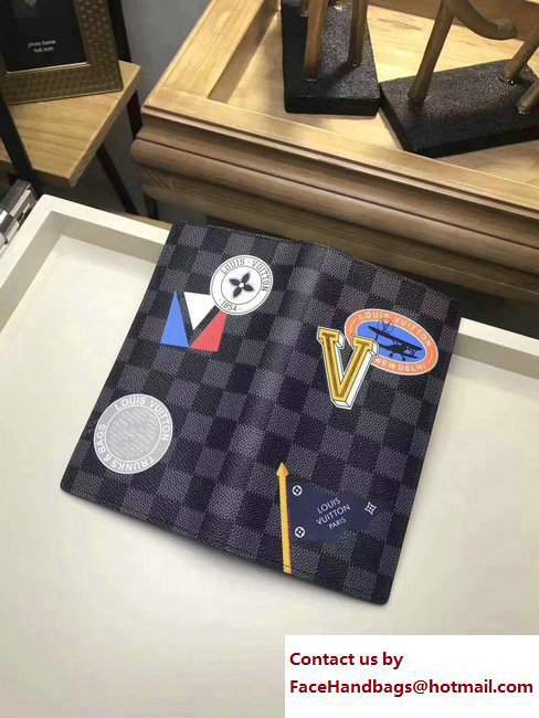 Louis Vuitton LV League Damier Graphite Canvas Brazza Wallet N64438 2017 - Click Image to Close