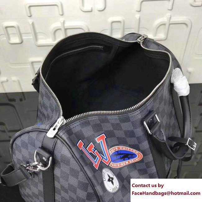 Louis Vuitton LV League Damier Graphite Canvas Keepall 45 Bandouliere Bag N41057 2017