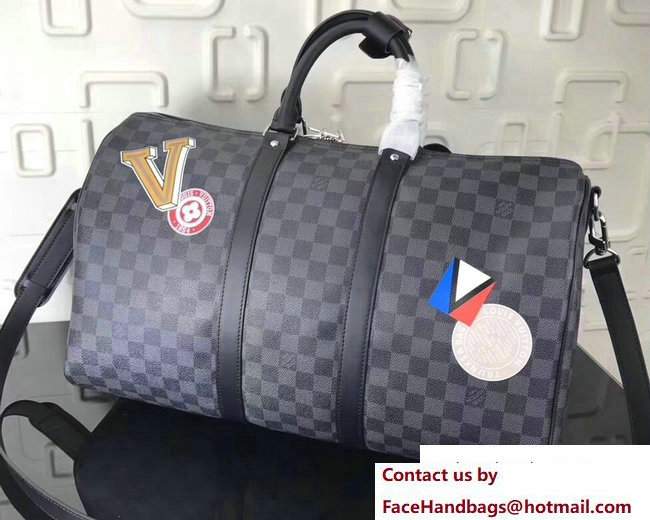 Louis Vuitton LV League Damier Graphite Canvas Keepall 50 Bandouliere Bag 2017