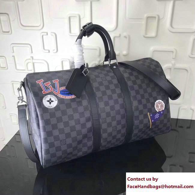 Louis Vuitton LV League Damier Graphite Canvas Keepall 50 Bandouliere Bag 2017 - Click Image to Close